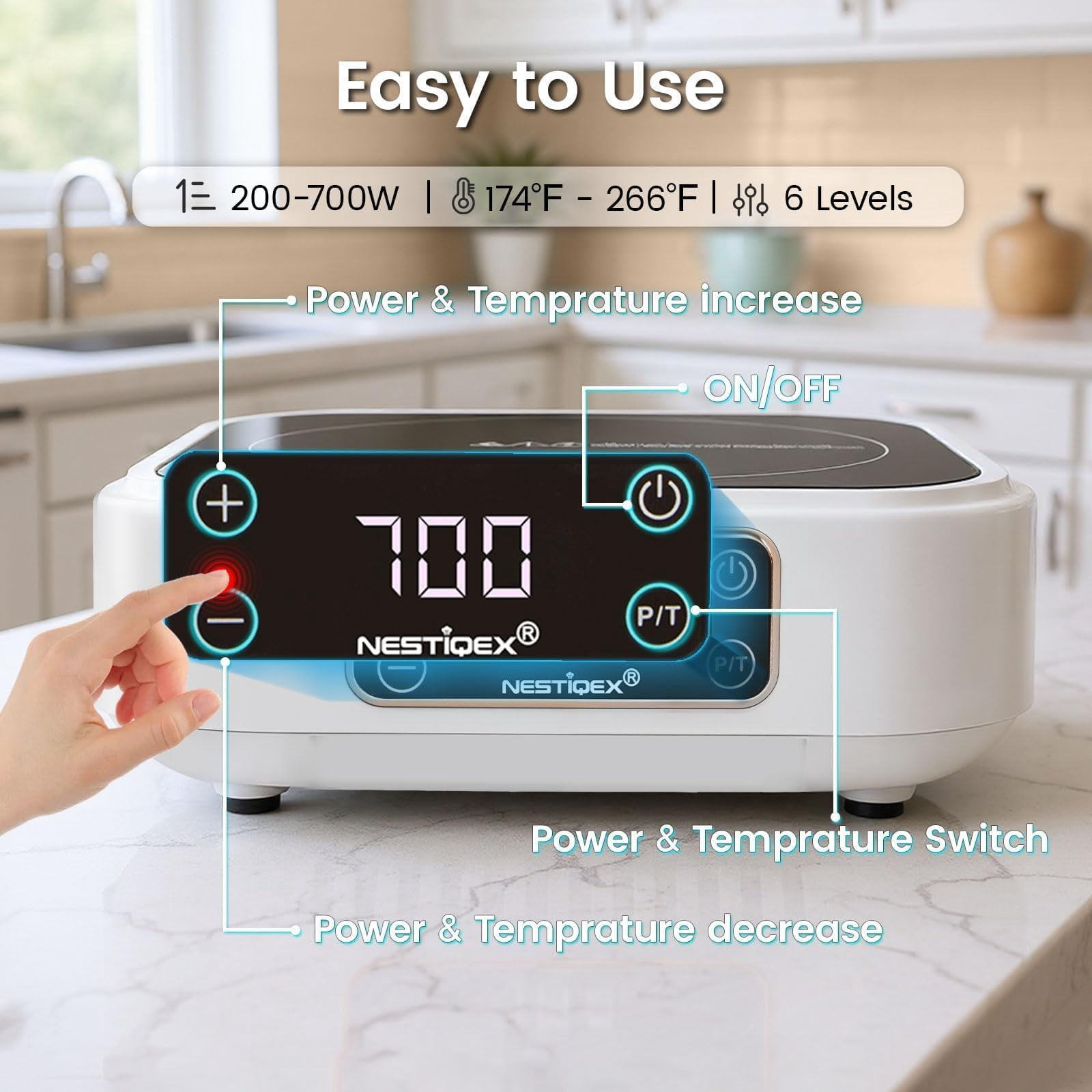 Mini Induction Cooktop 700W, 120V Portable Single Induction Burner Compact Electric Hot Plate for Small Kitchens, Travel, RV, Camping – Quick Heat for Coffee, Tea, Flameless, Easy-Clean
