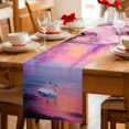 thumbnail image 5 of Orange Purple Flowers Cotton Linen Table Runner for Dining Kitchen, Spring Oil Painting Nature Landscape Wedding Outdoor Party Tablerunners, Dresser Scarf Coffee Tablecloth Runners 13x36 Inches, 5 of 9