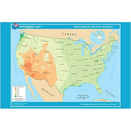 Relative Humidity Chamber - Usa Mean Annual Relative Humidity Poster 24X36 Scientific Weather Indicator