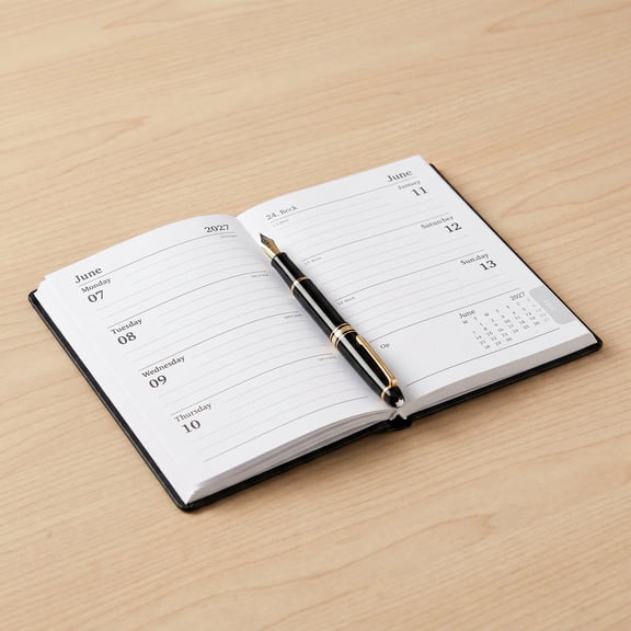 OFFIGAM 2027 Daily Planner Book Black Paper PU Efficient Schedule Home