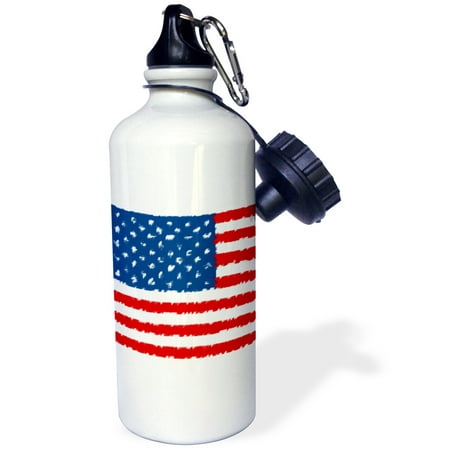 

3dRose Painted American Flag- Patriotic Art- USA Sports Water Bottle 21oz