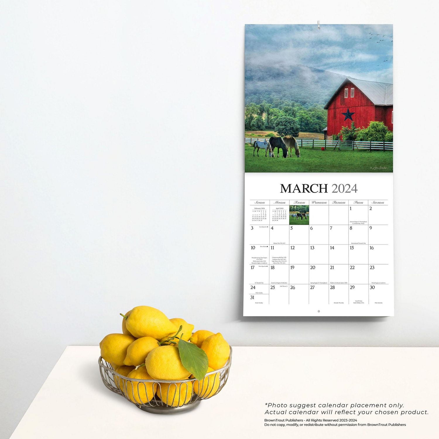 Hopper Studios Beckoning Barns 2024 12x24 Inch Square Wall Calendar, 9781773727943
