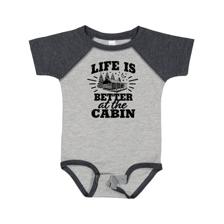 

Inktastic Life is Better at the Cabin with Trees and Moon Gift Baby Boy or Baby Girl Bodysuit