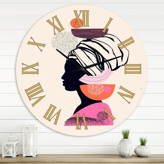 Designart 'Ethnic Portrait Of Afro American Woman' Modern Wall Clock
