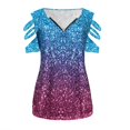 thumbnail image 4 of Pntutb Mujer Verano Manga Cortaｖ-Cuello Cremallera Leopardo Hollow Out Camiseta Blusa tops Pntutb Pntutb-3800, 4 of 6