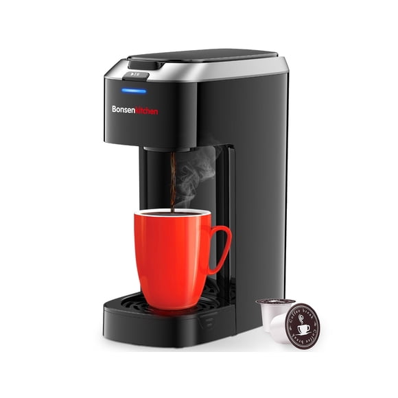 Bonsenkitchen Single Serve Coffee Maker K Cup Pod with 6-14oz Brew Size- 3 Min Fast Brewing Machine with Strength Control, BPA-free Materials, Fits 6