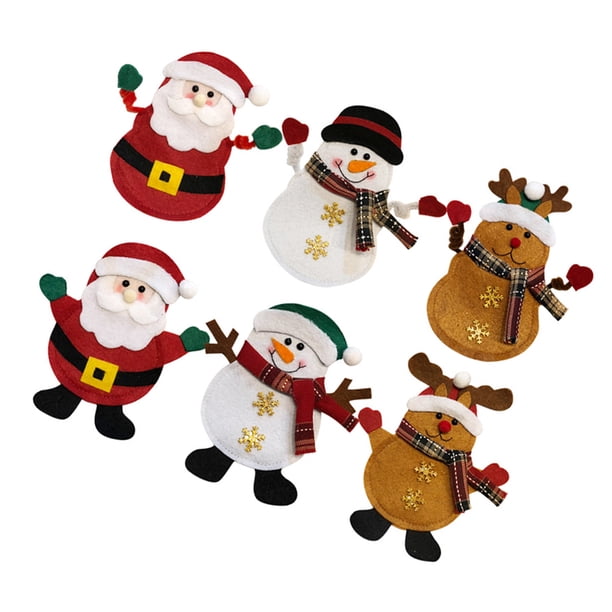 Yuarrent 6 piezas de bolsas de cubiertos de Navidad, decoraciones de mesa, soporte de vajilla para restaurante, adorno de de comedor, Kits de decoración para fiestas