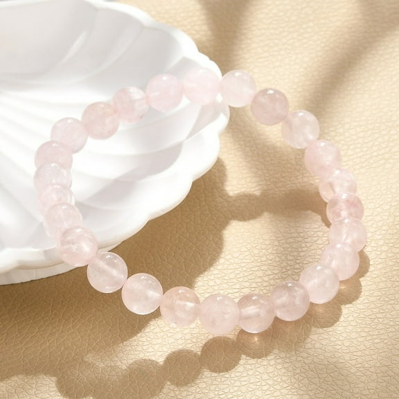 10pcs Natural Rose Quartz Stretch Bracelets Round