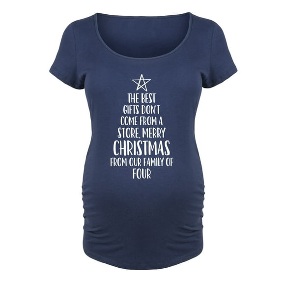 Bloom Maternity - Merry Christmas Family Of Four - Maternity Scoop Neck T-Shirt