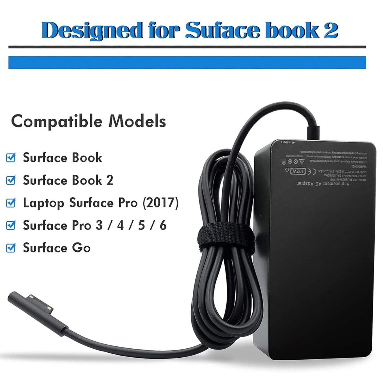 102W Laptop Charger AC Adapter For Surface Book 2 Book 3 Surface Pro X Pro 7 Pro 6 Pro 5 Pro 4 Pro 3 Surface Laptop 1/ 2/ 3/ 4 Surface Go 1/ 2 Notebook Power Supply 15V 6.33A