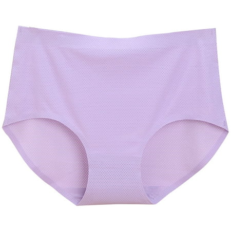 MZXELPRJD Womens Underwear Women s Underwear High Waist Ice Silk Seamless Breathable Briefs Panties Multipack Panties for Women Pack Purple XL