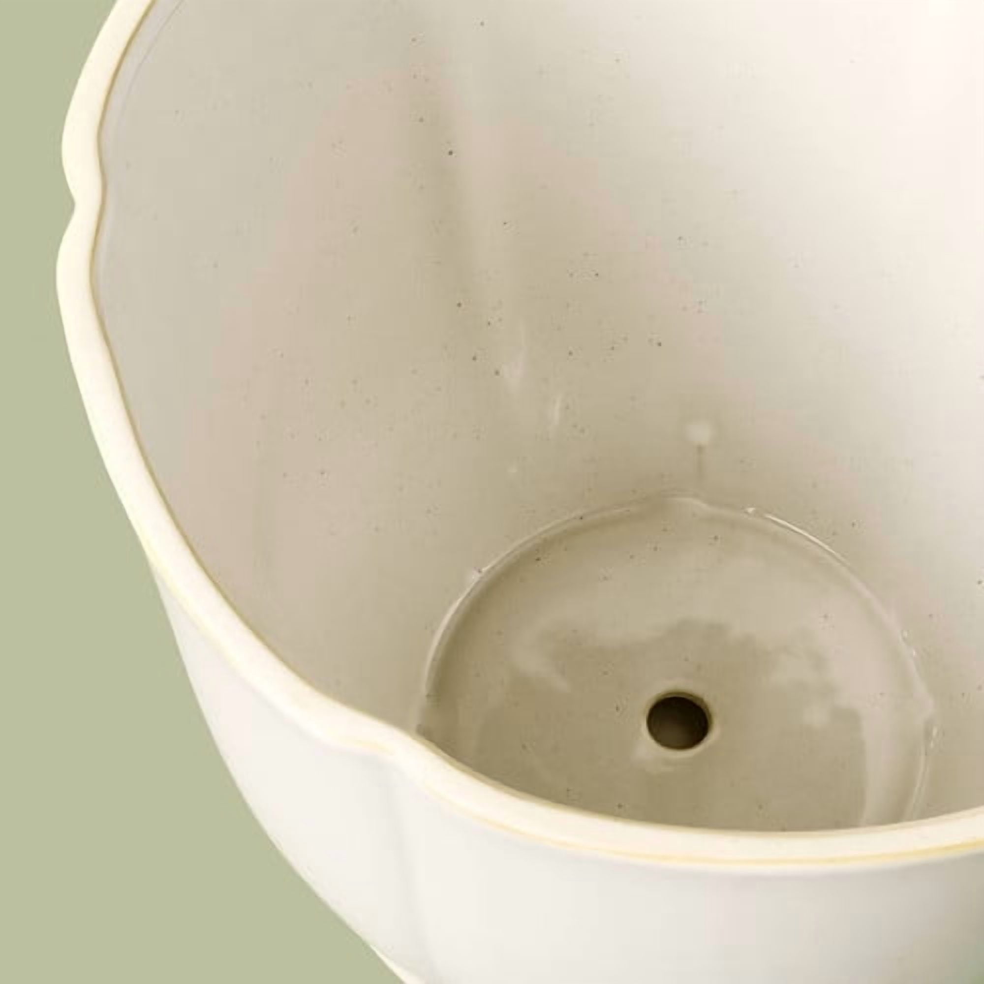 Stoneware Indoor/Outdoor Planter Pot with Saucer, Round Ceramic Design, 11.25 x 11.25 x 11 in, Cream
