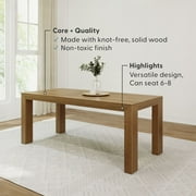 Plank+Beam 72 Modern Dining Table for 6, Solid Wood Rectangular Dining Table for Kitchen/Dining Room, Pecan Wirebrush