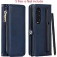 thumbnail image 5 of Samsung Galaxy Z Fold 3 5G Wallet Case with Detachable S Pen Holder,Magnetic [9 Card Slots] Removable Adjustable Crossbody Necklace Lanyard Shoulder Strap Zipper PU Leather Case,Blue, 5 of 14