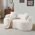 thumbnail image 5 of Living Room Sofas White Curved Loveseat Sofa with Round Armrest, Compression Couch with 2 Pillows, Cream Couch for Small Space, Living Room, Bedroom, No Assembly,Comfortable Sofas, 5 of 24