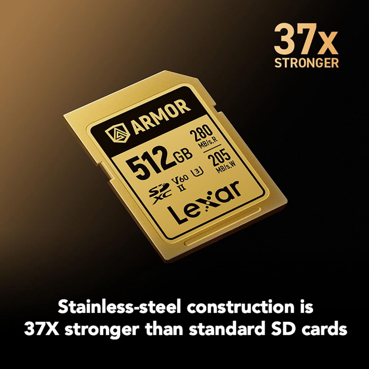 Lexar Professional ARMOR GOLD 512GB UHS-II V60 SDXC Memory Card