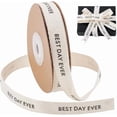 thumbnail image 1 of Twill Tape Ribbon 5/8 Inch x 10 Yard Herringbone Imprinted with Best Day Ever Craft Striped for Gift Wrapping Birthday Wedding Valentines Ribbons Floral Decoration, 1 of 5