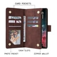 thumbnail image 4 of Allytech 2 in 1 Wallet Case for Samsung Galaxy A26 5G, Luxury PU Leather Zipper Wallet Kickstand Cover with Card Slots & Lanyard & Photo Pocket, Magnetic Buttons Buckle Shockproof Case - Coffee, 4 of 9