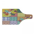 thumbnail image 1 of Colorful Cutting Board, Various Type of Floral and Geometric Forms Mixed Polka Dots Tartan Stripes Design, Tempered Glass Cutting and Serving Board, Wine Bottle Shape, Multicolor, by Ambesonne, 1 of 1