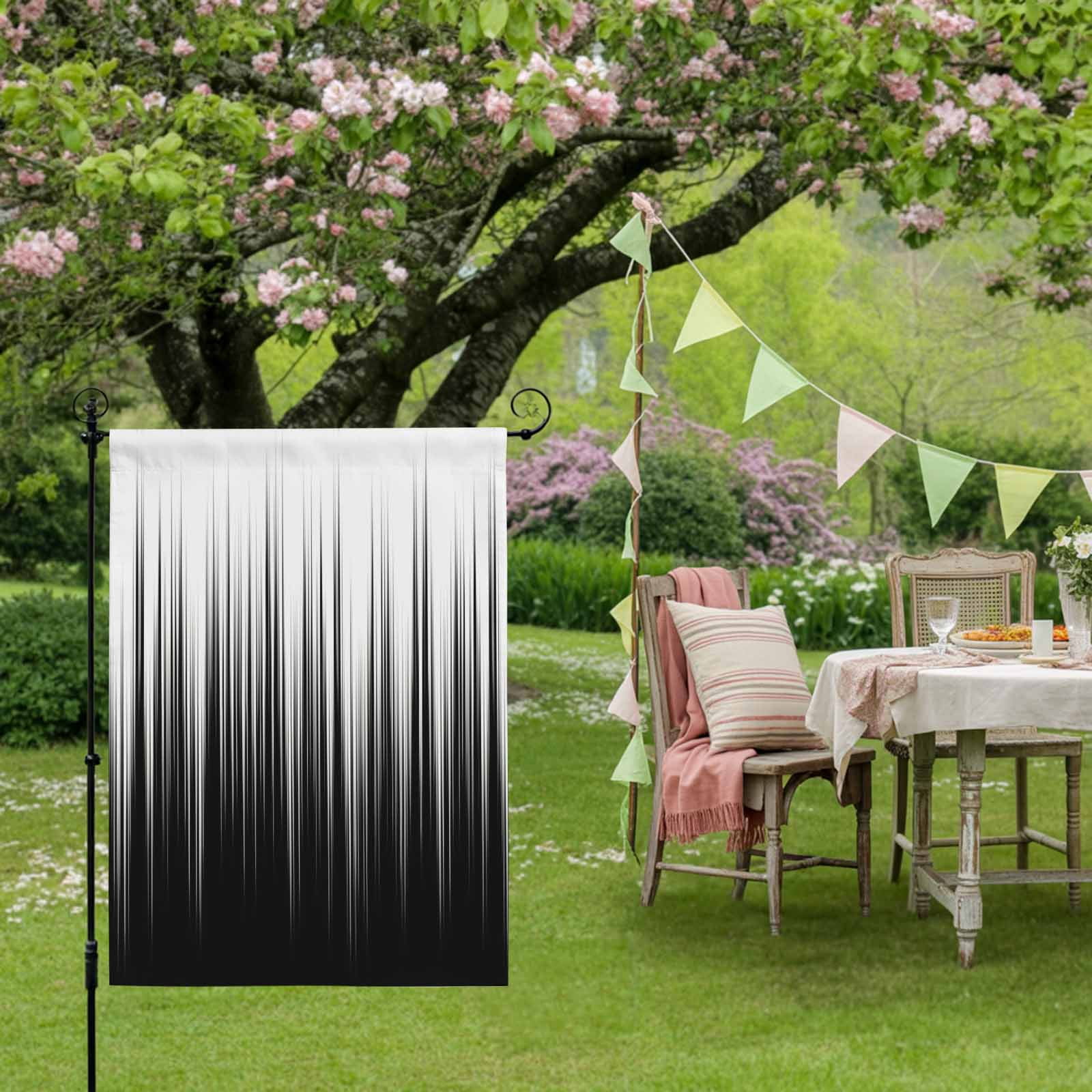 White Black Ombre House Flag 28 x 40 Inches, Abstract Modern Lines Gradient Weather Proof Outdoor Patio Flags Double Sided Small House Decoration for Yard Lawn Outside Home