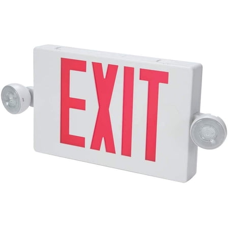 ALL-PRO Emergency APC7R Combo Unit LED-Exit Sign with Dual Lights, Red Letters