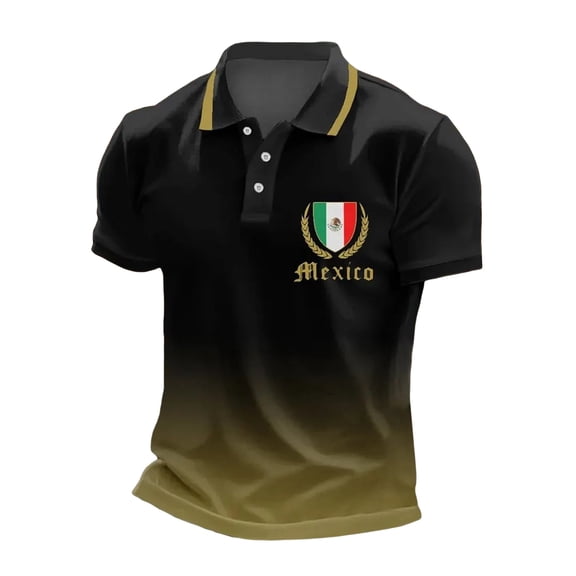 CONZONE Mens Polo Shirts Short Sleeve Buttons Shirts for Men Crew Neck Mexican Graphic Casual Summer Tee Tops