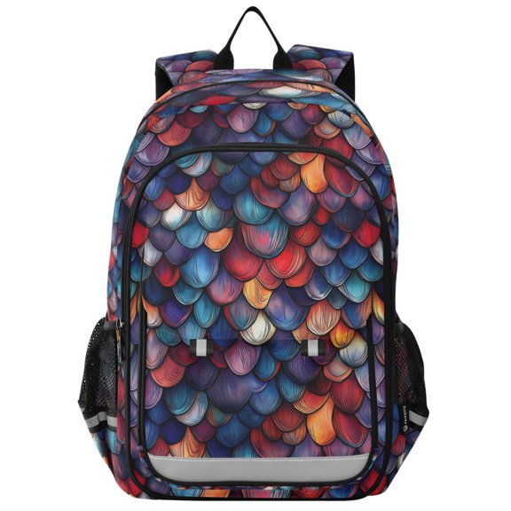 FORMRS Unisex School Backpack 17" Student Travel Bag with Laptop Compartment, Purple Dragon Scales Pattern