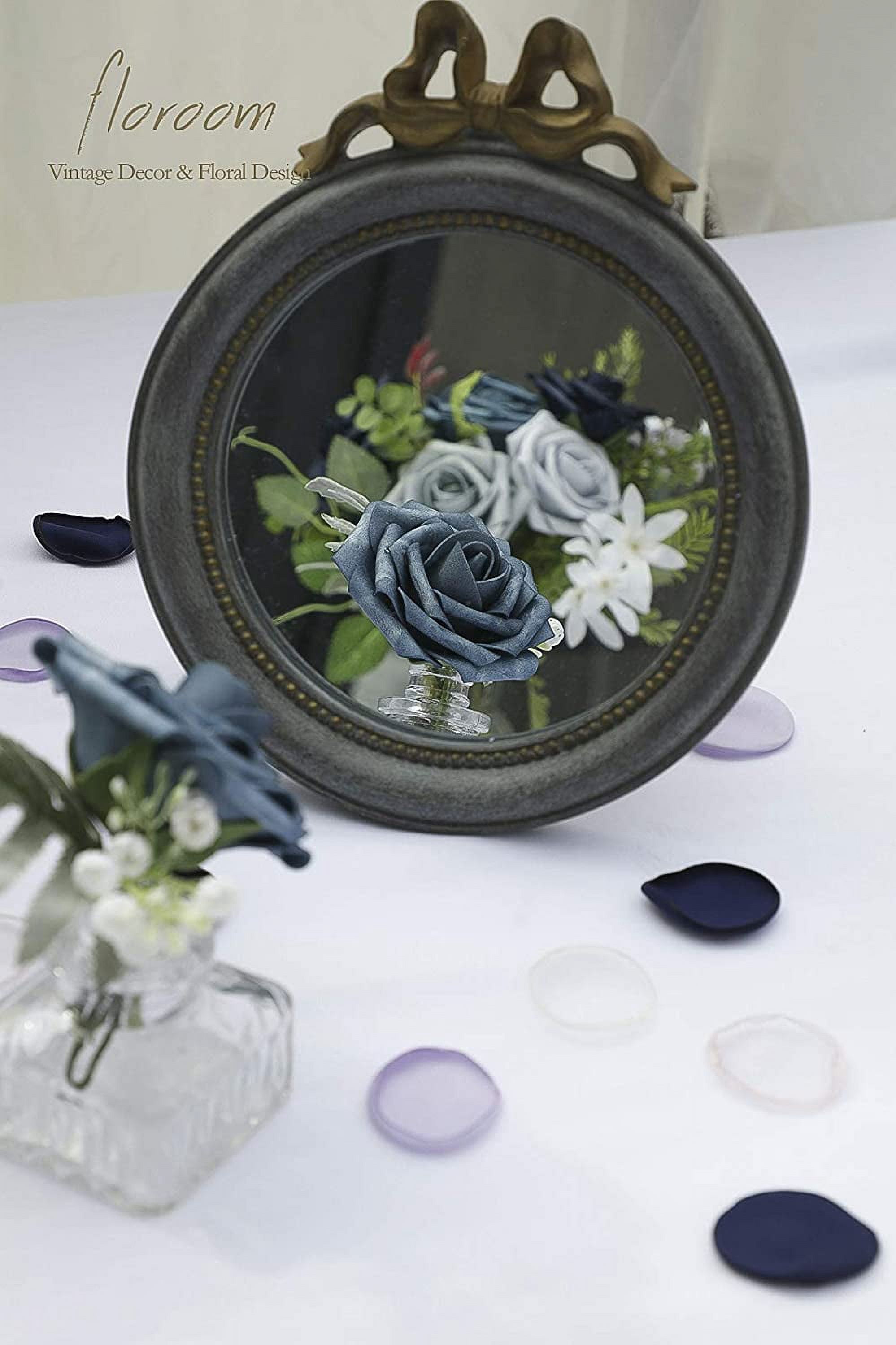 Artificial Flowers 25pcs Real Looking Emerald Green Ombre Colors Foam Fake Roses with Stems for DIY Wedding Bouquets Bridal Shower Centerpieces Sage Green Floral Arrangements Tables Decoration
