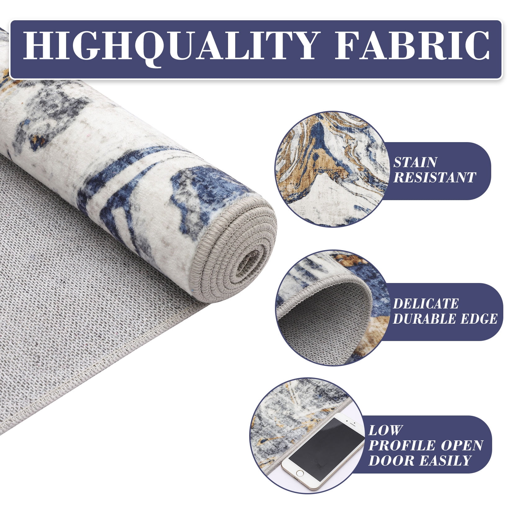 9'x12' Machine Washable Area Rug – Modern Marble Abstract Low Pile Non-Slip Living Room Carpet