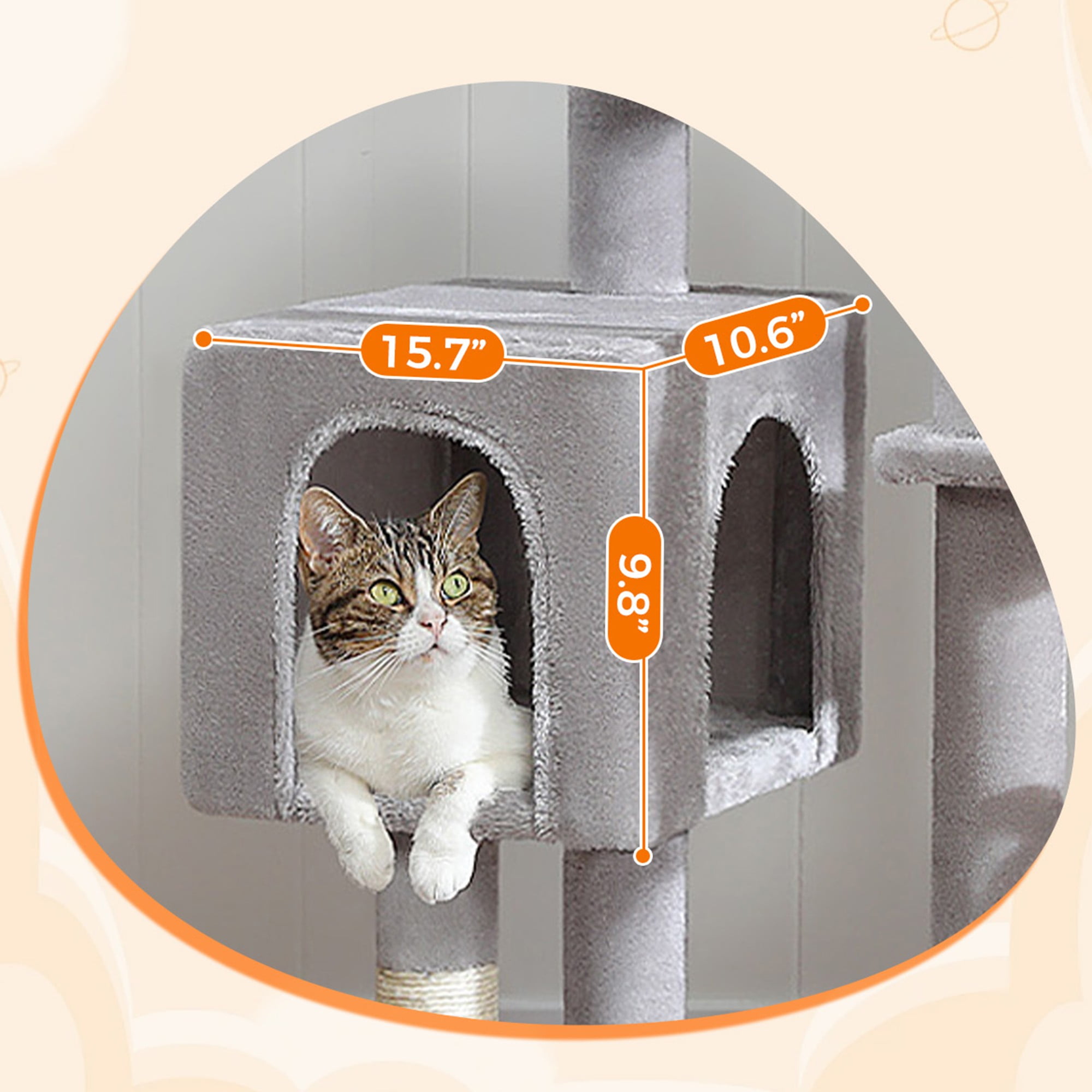 resenkos 50" Cat Tree Tower for Indoor Cats with Hammock, 2 Perches, Scratching Posts, Multi-Level Cat Condo Furniture for Small and Medium Kittens, Gray