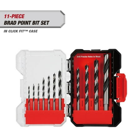 Hyper Tough 11-Piece ½-Inch Brad Point Bit Set in Click Fit™ Case