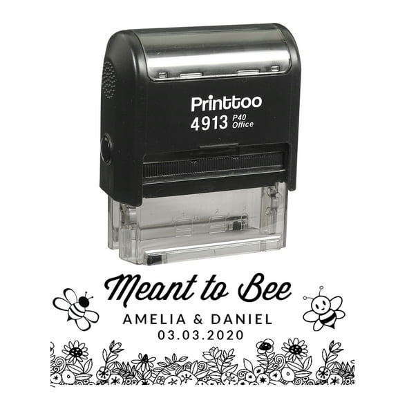 Printtoo Personalized Black Self Inking Meant To Bee Stamp Custom Wedding Favor Rubber Stamper-58 x 22 mm