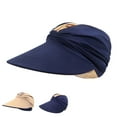 thumbnail image 4 of Prolriy Visor Hats for Women, Womens Visor Wide Hat Summer Face Beach Sports Cap Sun Hats for Women Navy, 4 of 5