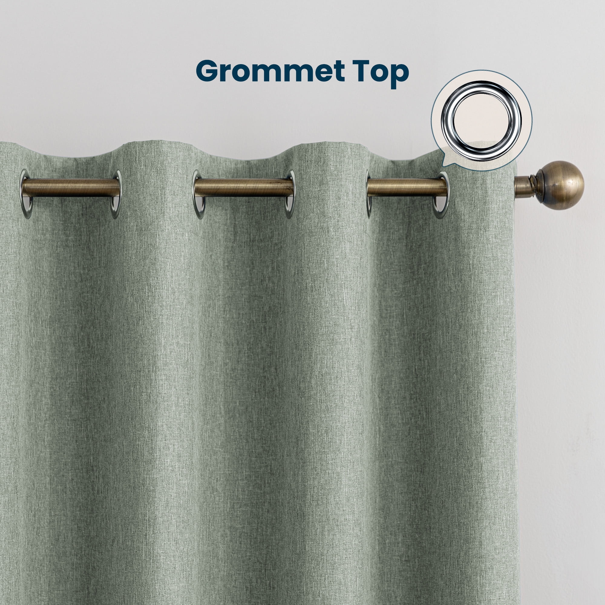 Sleep Zone Linen Look 100% Blackout Curtains for Bedroom Windows Living Room Darkening Thermal Insulated Drapes 2 Panels, 42" x 95" Dark Green