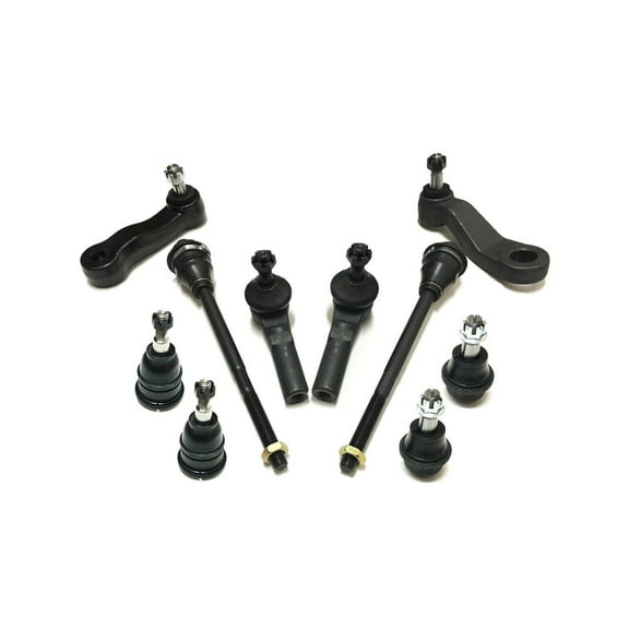 10 Pc Suspension Upper Lower Ball Joints Set   Inner Outer Tie Rod Ends   Idler & Pitman Arm with 3 Groove Spline Fits select: 2001-2010 CHEVROLET SILVERADO, 2001-2010 GMC SIERRA