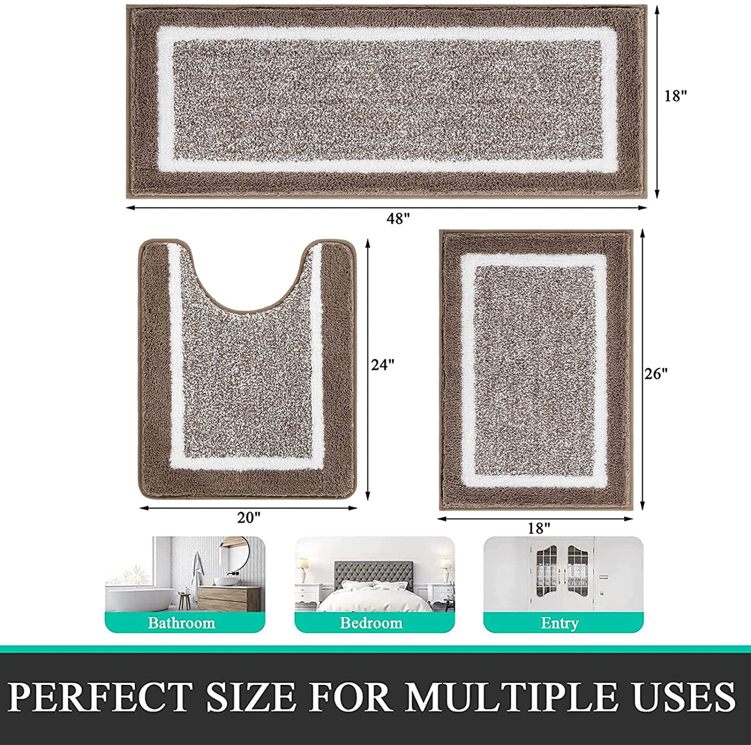  Kmson 2 Piece Ombre Bathroom Rugs Set with U-Shaped Mat, Non  Slip,Quick Drying, Ultra Soft and Water Absorbent Bath Carpet for Bedroom  Floor Living Room,Machine Washable Blue : Home & Kitchen
