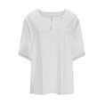 thumbnail image 5 of YOTAMI Womens V-Neck Tops Plus Size Short Sleeve Summer Blouses Solid Color Sports Casual T-Shirts White, 5 of 5