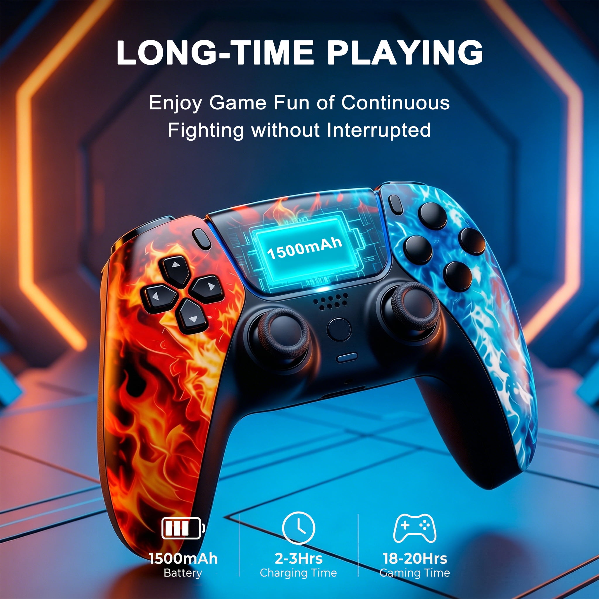 Rotacess Wireless Controller for P5 Controller, with Dual Vibration/Motion Sensor/Screenshot/3.5mm Audio Jack, Compatible with PS5/Pro/Slim Console, Blue