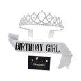 thumbnail image 4 of Rongfmy Birthday Crown and Glitter Sash Creative Party Costume Crown with Rhinestone Silver, 4 of 9