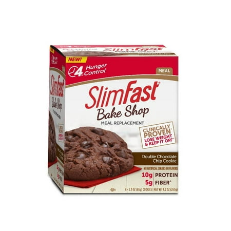 SlimFast Bake Shop Meal Replacement, Double Chocolate Chip Cookie, 2.3oz, Pack of