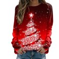 thumbnail image 1 of Sudadera de cuello redondo Gibobby con Estampado navideño para mujer Rojo S, 1 of 4