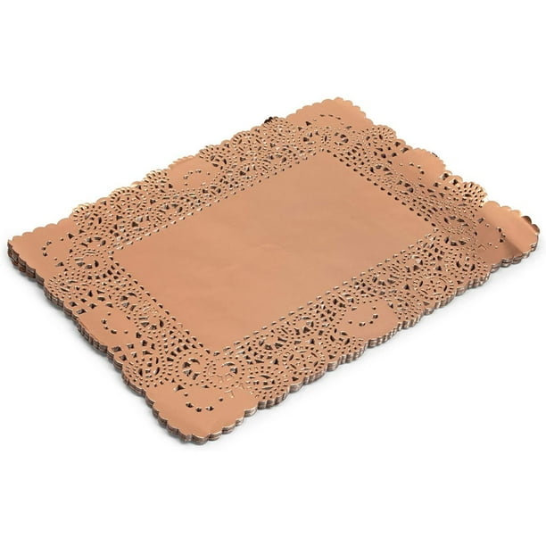 Lace Paper Doilies, 60Piece Rose Gold Rectangle Decorative Placemats