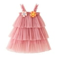 thumbnail image 2 of ZHUASHUM Toddler Girls Sleeveless Floral Tulle Holiday Party Wear Tiered Dress Dance Party Princess Dresses Clothes Pink,4-5 Years, 2 of 7