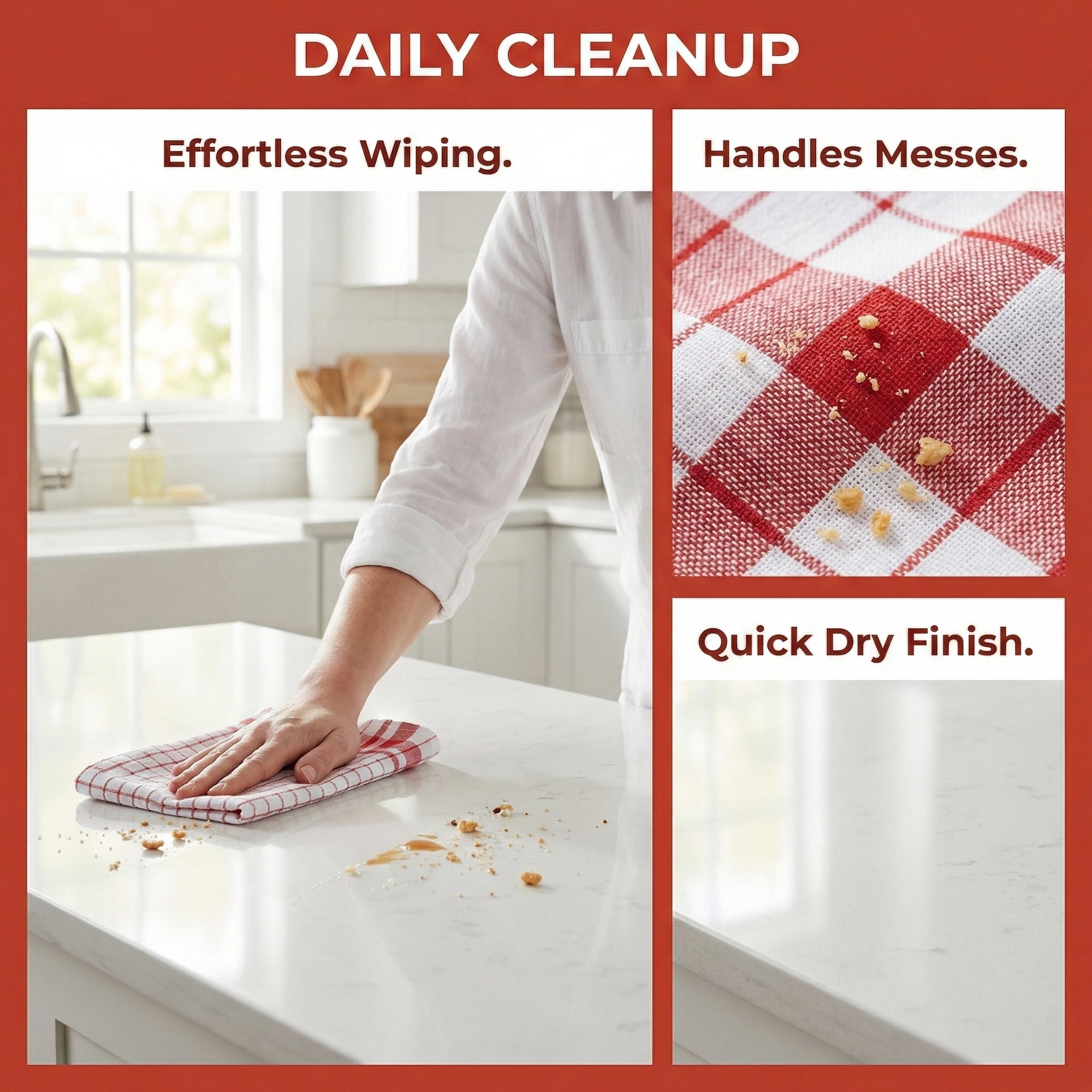 Unique Bargains 2Pcs Plaid Absorbent Quick-Drying Kitchen Towels Red 28" x 16"