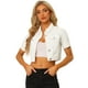 thumbnail image 1 of Chaqueta Corta Informal Para Mujer Allegra K De Manga Corta Vaquera Blanco XL, 1 of 6