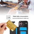 thumbnail image 3 of Phone Cases Design for iPhone 16 Plus Flip Folio Wallet Case with Credit Card Holder Slot PU Leather Cover Durable Kickstand Protective Covers for Women Men Girls 6.7 inch Black, 3 of 7
