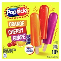 Popsicle Orange Cherry Grape Ice Pops 40 Calories, 18 Count