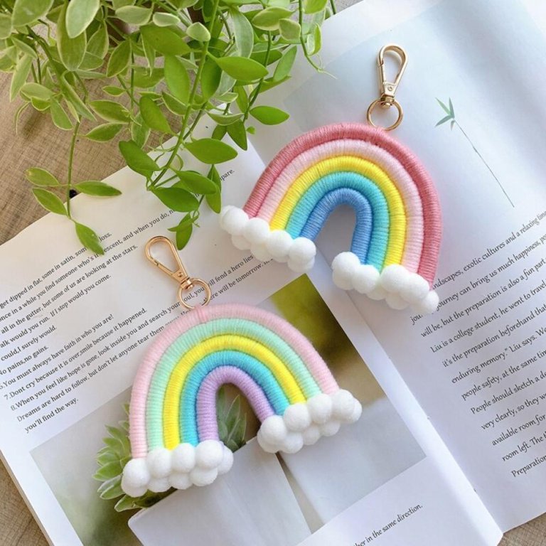 OSALADI 1 PC Tassel Rainbow Charm Mini Tassels Keychains for Car Keys  Keychains for Men Macrame Rainbow Keyrings Car Keychain for Women Rainbow  Keychain Metal Orange Exquisite Wall Pendant at  Men's