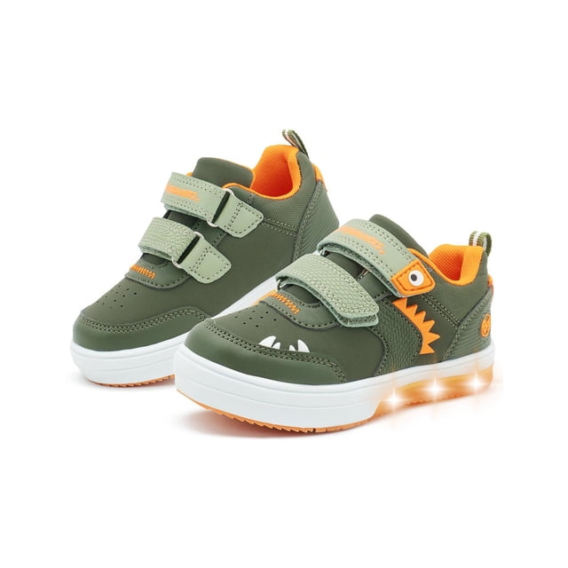 Tenis Bubble Gummers Trebor Para Niño Doble Velcro Con Luces Verde 18