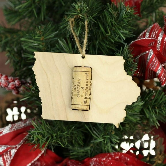 Torched Iowa Wine Cork Holder Ornaments Christmas Tree Hanging Decor Brown